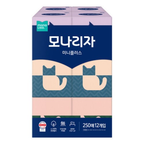 모나리자 미니플러스 미용티슈 250매 (12입)이미지입니다. 누르면 해당 게시물로 새창이동합니다.