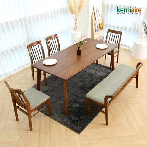 케미에르 브레드 원목 식탁 1800 (의자3개+벤치1개)_이미지