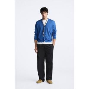 자라 남성 실크-코튼 가디건 컬러 블루301081