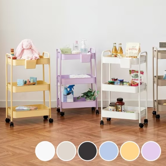 ON 나사없이 쉽게 조립하는 3단 메탈트롤리 바스켓세트