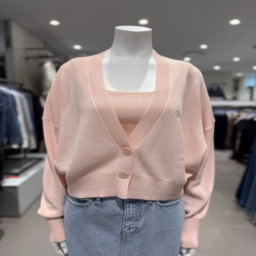 여성 CK 스몰로고 2in1 크롭 가디건 SET 47AB311-YAS