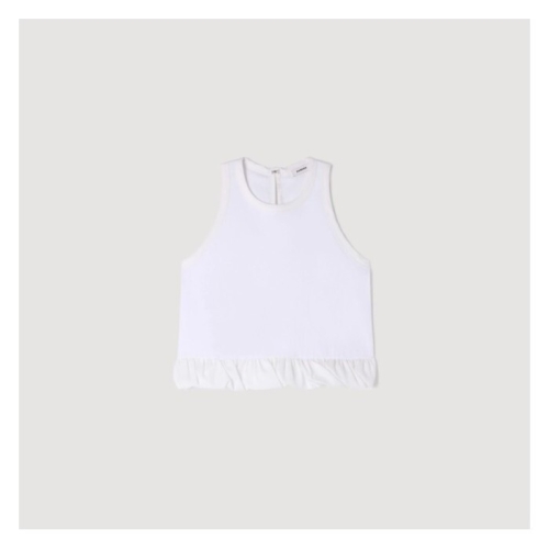 산드로 SANDRO Top A volant blanc_SFPTS01770