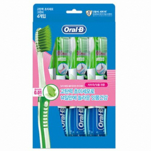 브라운 오랄비 고탄력 초미세모 그린티 칫솔 (4개)