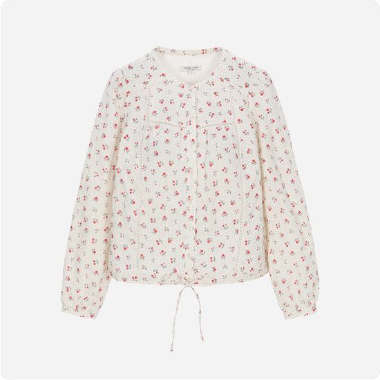 써스데이아일랜드 여성 미니 플라워 스트링 블라우스 T266MBL147W