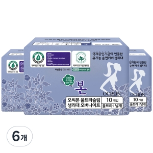오버나이트 생리대 날개형 패드형 10개입 6팩