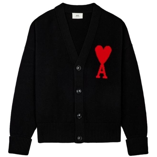 AMI 빅 하트 로고 크롭 가디건 UKC002 018 (009, 블랙)