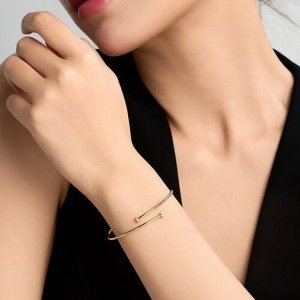 로이드 GB 페기 크로스 14K GOLD 텐션 뱅글 팔찌 M LWB25047G_이미지