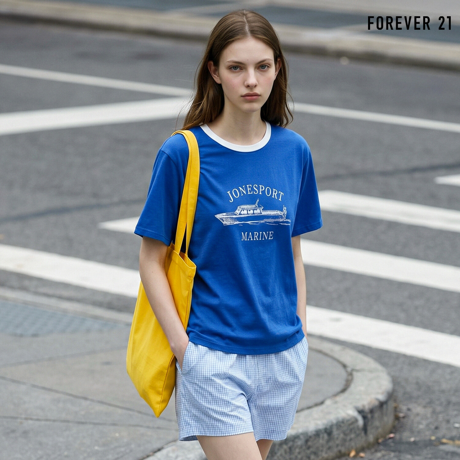 FOREVER21 빈티지 그래픽 배색 반팔 티셔츠 FTDBTS031