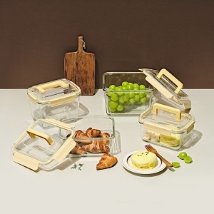 글라스락 퓨어 버터 옐로우 핸디 4종 세트