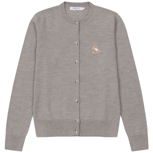 메종키츠네 칠랙스 폭스 패치 어드저스티드 울 가디건 IW00528KT1036 (H250, 베이지 멜란지)_이미지