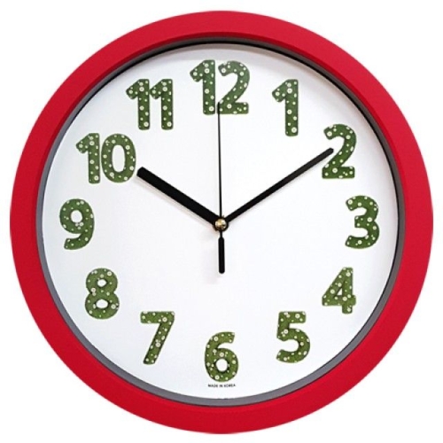 골든벨시계 GB4652 무소음 잔디 벽시계 레드 28cm_이미지