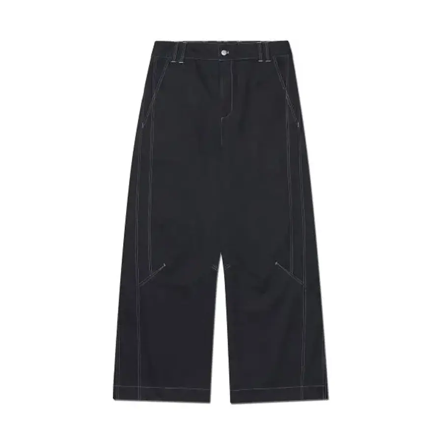 노매뉴얼 NOMANUAL TILTED SIDE LINE PANTS WED BLACK 383888