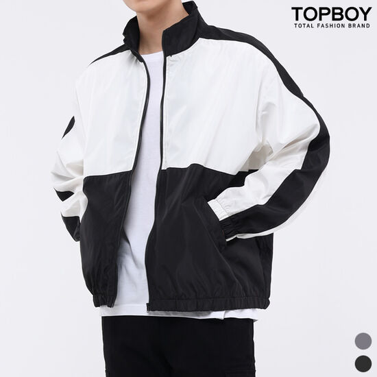 탑보이 스포티 배색 오버핏 바람막이 점퍼 LC035