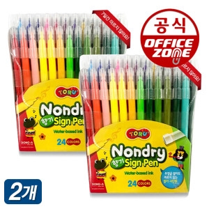 오피스존 동아 마르지 않는 논드라이 향기사인펜 24색 2개