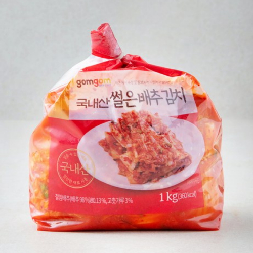 곰곰 국내산 썰은 배추김치 1kg (4개)_이미지
