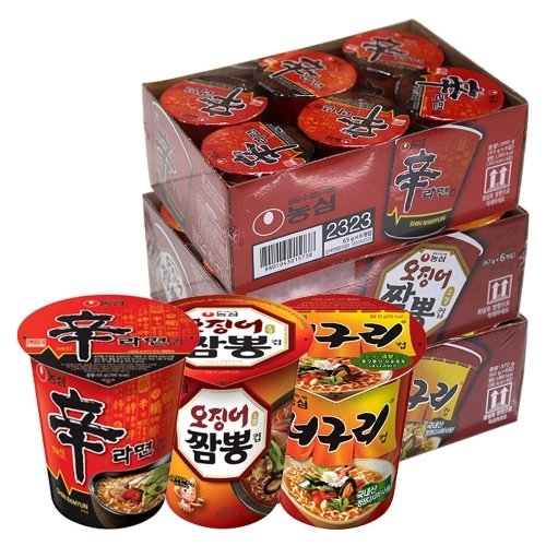 농심 신라면컵6개 + 오징어짬뽕컵6개 + 얼큰한너구리컵6개