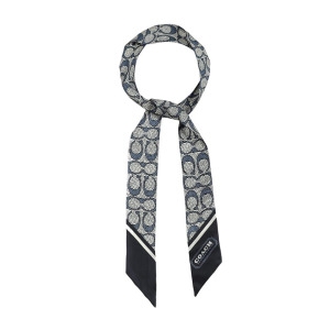 코치 빈티지 시그니처 프린트 실크 스키니 스카프 미드나잇 네이비 128091