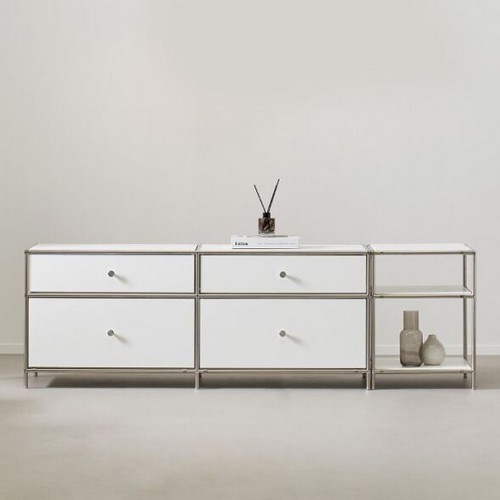 파이토 미드센츄리 모듈 스틸 2단 사이드 서랍장 거실장 1710