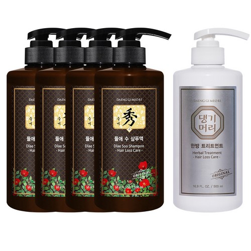 댕기머리 들애수 샴푸 500ml 4개 + 한방 트리트먼트 500ml