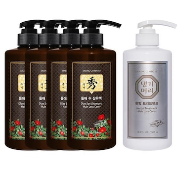 댕기머리 들애수 샴푸 500ml 4개 + 한방 트리트먼트 500ml