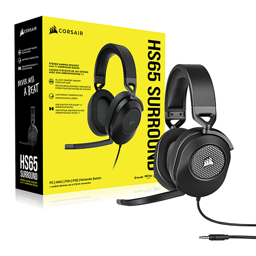CORSAIR HS65 SURROUND 7.1채널 게이밍 헤드셋 (블랙, 정품)_이미지