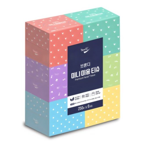 미니 미용티슈 250매 (6입)