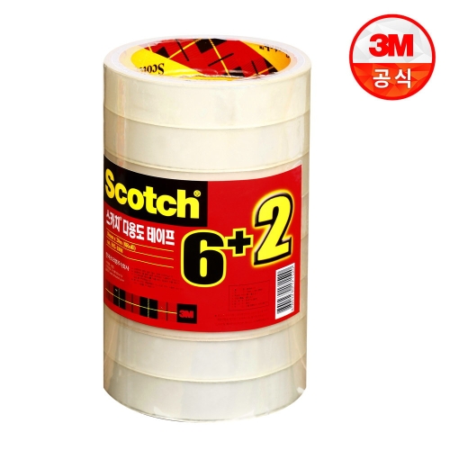 3M 스카치 다용도 테이프 502 리필 3inch 18mmx20m 6+2롤