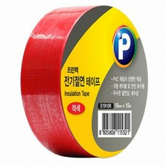 프린텍 전기절연테이프 레드 19mm (10m, 10개)_이미지