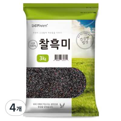 건강한밥상 국산 찰흑미 (3kg,4개)