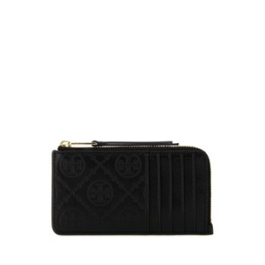 Black leather T Monogram card holder 158698 001