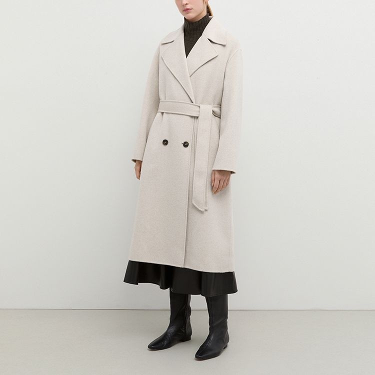 쉬즈미스 울 혼방 벨티드 핸드메이드 더블 코트 SWHCTP42090