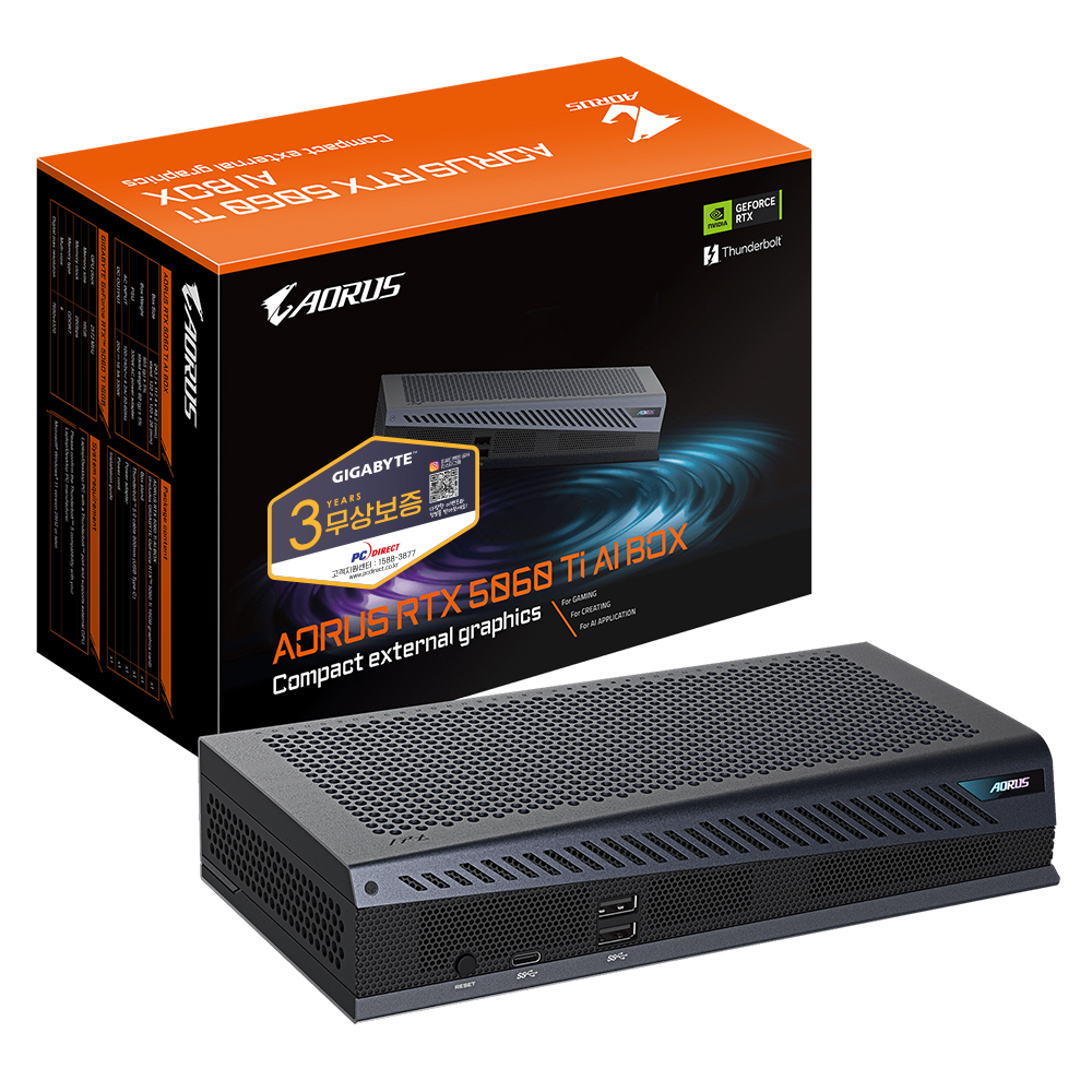 GIGABYTE AORUS 지포스 RTX 5060 Ti AI BOX D7 16GB 피씨디렉트