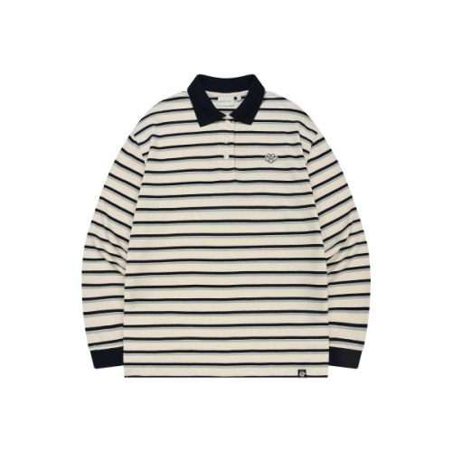 비케이브 와키윌리 M 긴팔티 CQK WA2601LT62DN 우먼스 럭비 스트라이프 롱슬리브 네이비_이미지