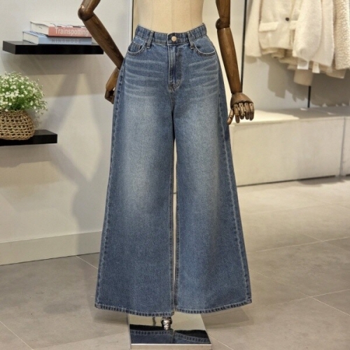 반에이크 브러쉬워싱 밴딩 와이드 데님팬츠 VB62DLM304W_이미지