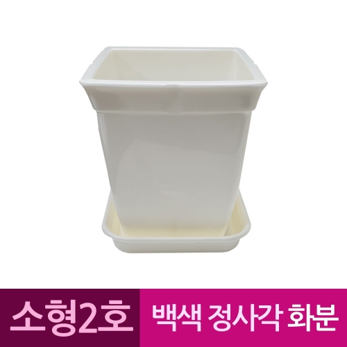 성신피엔씨 정사각 백색 도자기느낌 플라스틱화분 2호