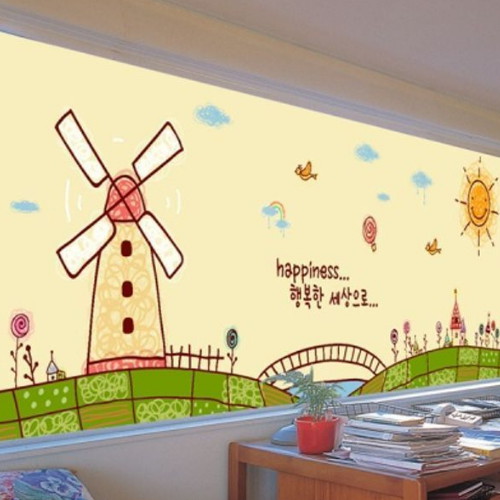 낭만창고 뮤럴실사 시트지 풍차마을 nang284 (1장, 100cm x 100cm)_이미지