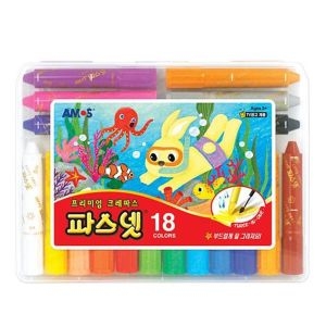 아모스 파스넷크레파스18색/크레용/미술용품/