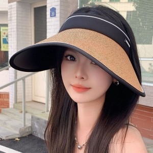 레노마레이디스 여성 라탄 돌돌이 썬캡 여름 자외선차단 챙넓은 모자 햇빛가리개_이미지
