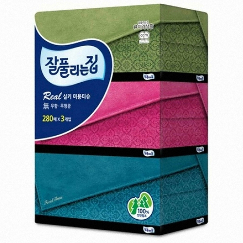 잘풀리는집 리얼실키 미용티슈 280매 (3입) (8팩(24입))_이미지