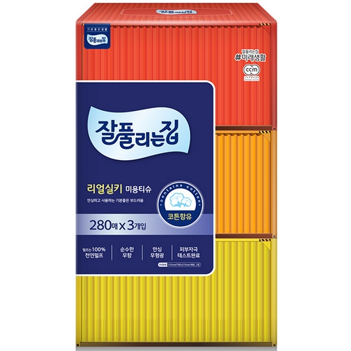 잘풀리는집 리얼실키 미용티슈 280매 (3입) (8팩(24입))_이미지