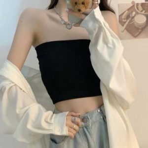 오노마 ONM 여자 골지 튜브탑 크롭 나시 이너탑 Y2K 레이어드룩 37327837_이미지