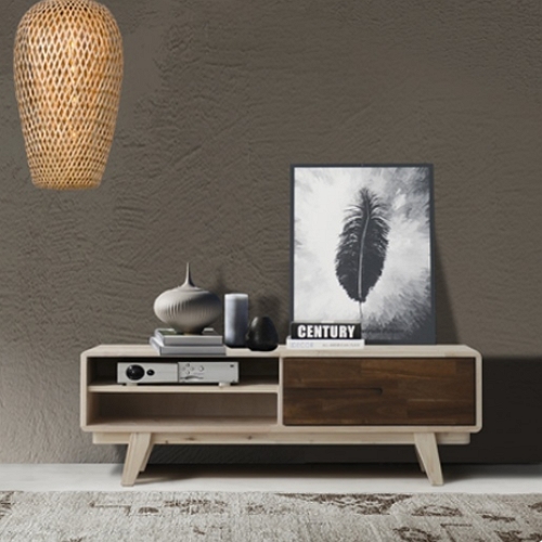 더젠 프라하 오픈형 원목 거실장 1200