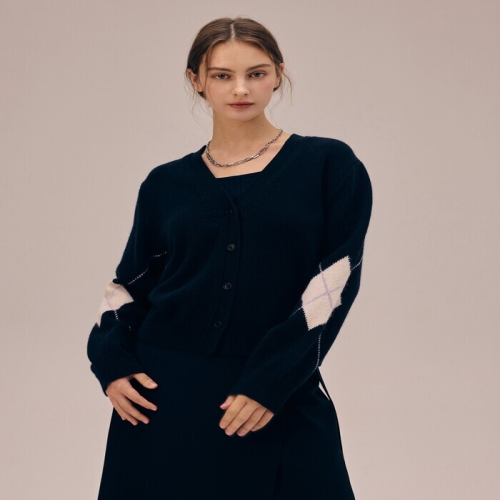 엔씨에프 나이스클랍 AVE 아가일 니트 긴팔 가디건 N254PWK914_이미지