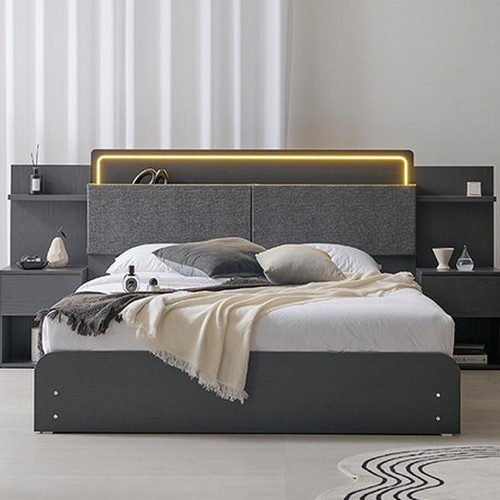 상일리베가구 위드유 LED 수납 침대 K (독립스프링)_이미지