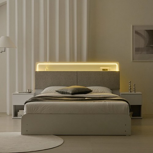 상일리베가구 위드유 LED 수납 침대 K (독립스프링)_이미지