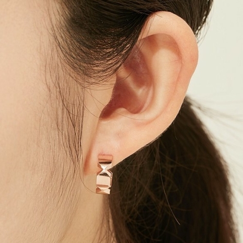 골든듀AMC 파사드3 18K금 핑크골드 볼드 고품격 원터치 귀걸이 ak-282300063/w101