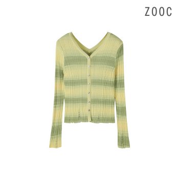ZOOC marcatoZ 데미지 스트라이프 슬림 니트 가디건 YG_Z252KSL008_이미지
