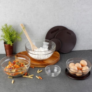 이클립스 뚜껑 유리 믹싱볼 4종세트 / 유리볼 샐러드볼 베이킹볼_이미지