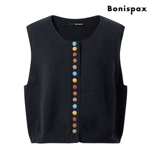 보니스팍스 베이직 컬러 버튼업 라운드 니트 베스트 XO4VW009L0_이미지