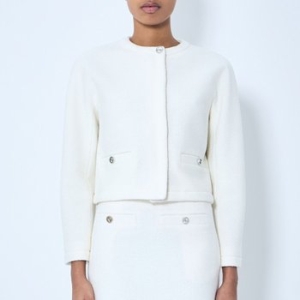 구찌 G 인터로킹 버튼 울 블랜드 부클레 자켓 화이트 803857 ZARWV 9003